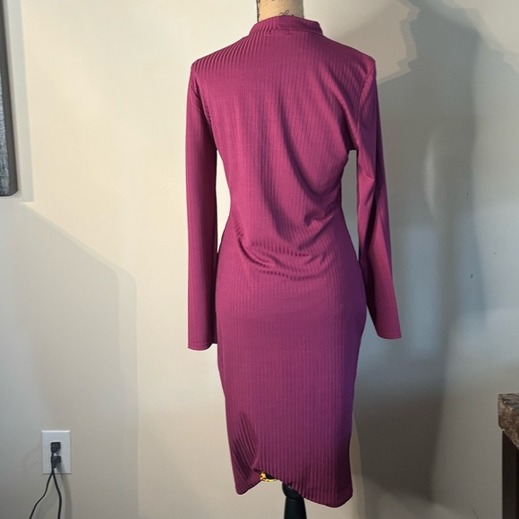 EUC BOOHOO Purple Bodycon Mock Collar Long SleeveDress - Picture 2 of 4